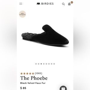 NEW Birdies Black Velvet Faux Fur Slider